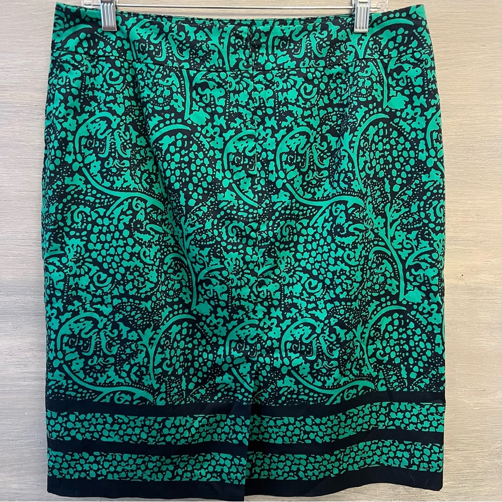 Ann Taylor Navy & Green Paisley Print Pencil Skirt Size 12 Like New - Picture 6 of 10